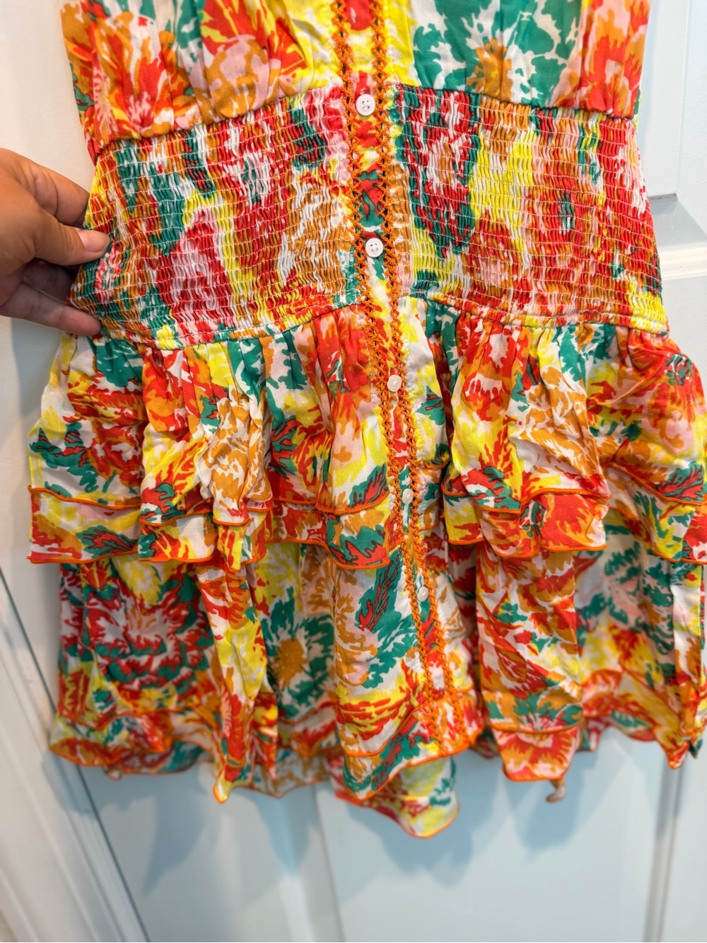 Poupette St. Barth Orange, Yellow & Green Floral Mini Dress - Picture 5 of 8